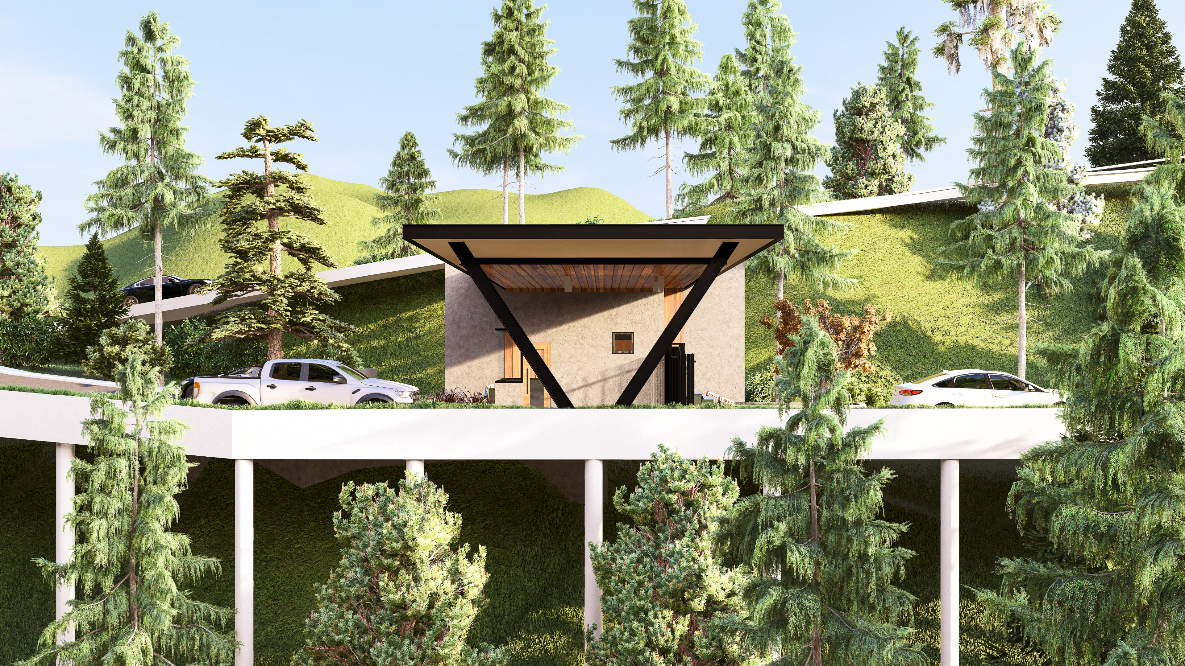 Garita de acceso - Vista nocturna